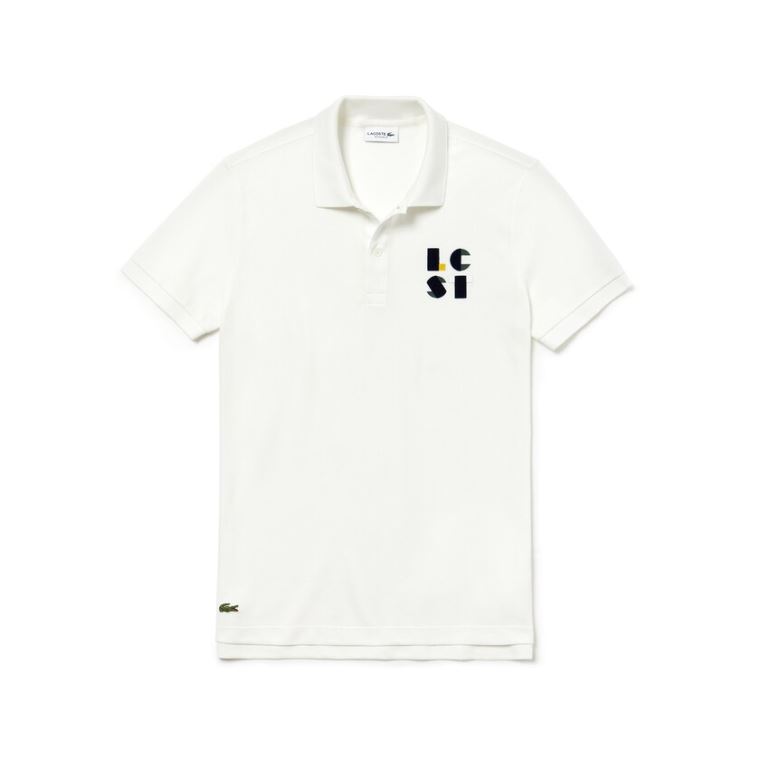 Lacoste Regular Fit LCST Lettering Petit Piqué Polo Branco | c2kWnapE