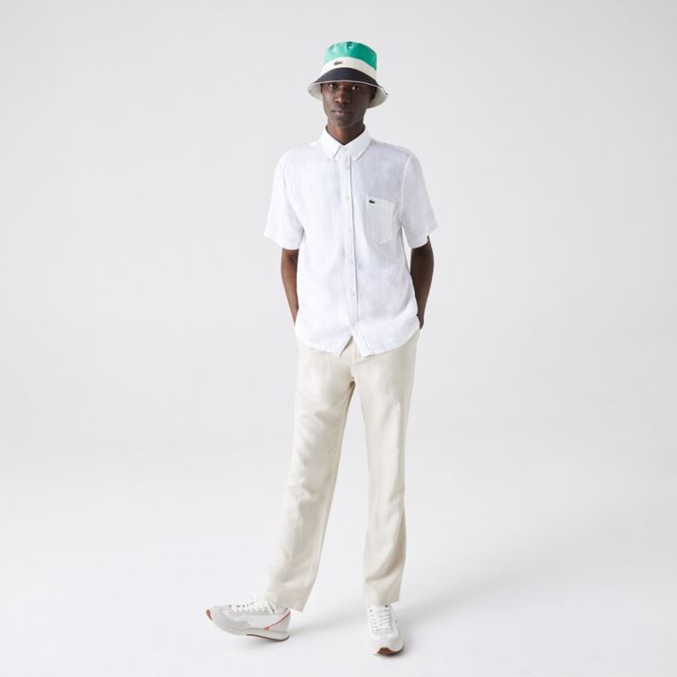 Lacoste Regular Fit Linen Shirt Branco | ajW73sH0