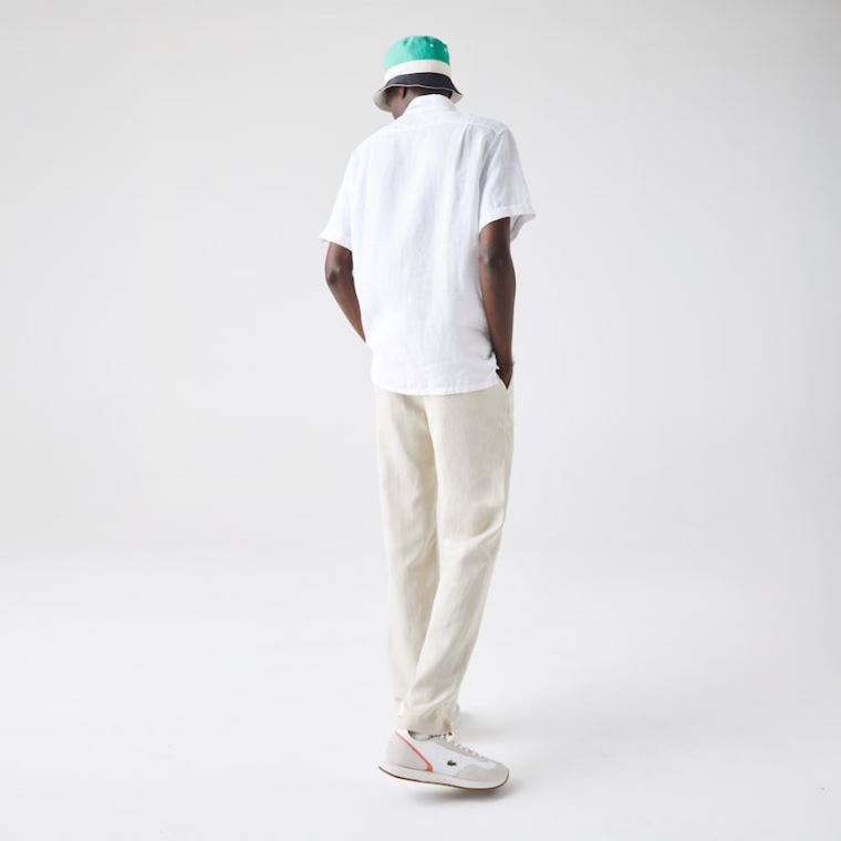 Lacoste Regular Fit Linen Shirt Branco | ajW73sH0