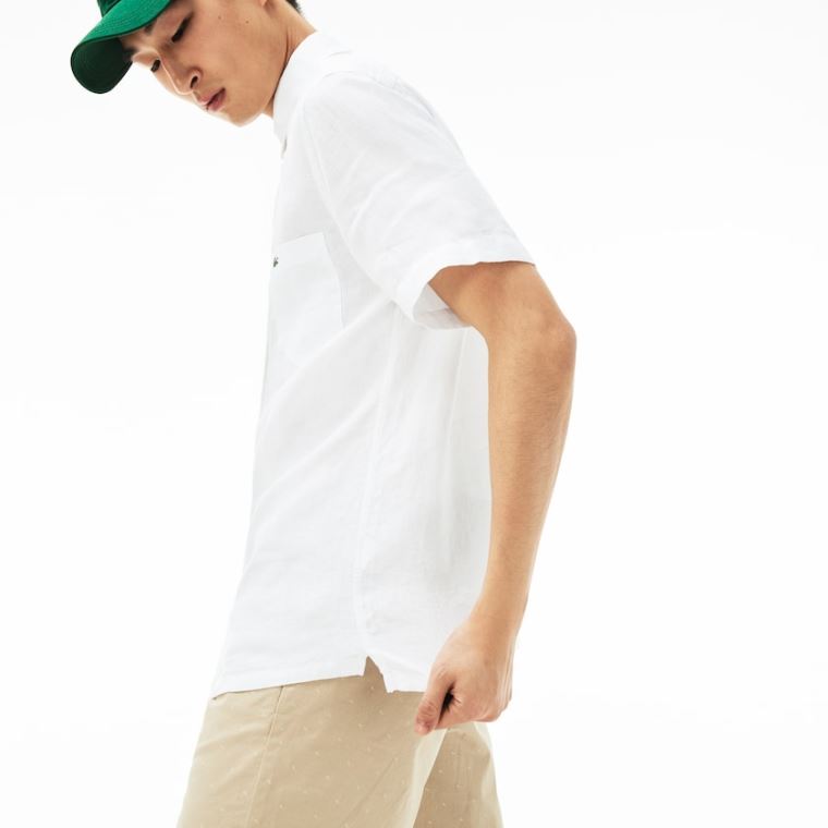 Lacoste Regular Fit Linen Shirt Branco | ajW73sH0