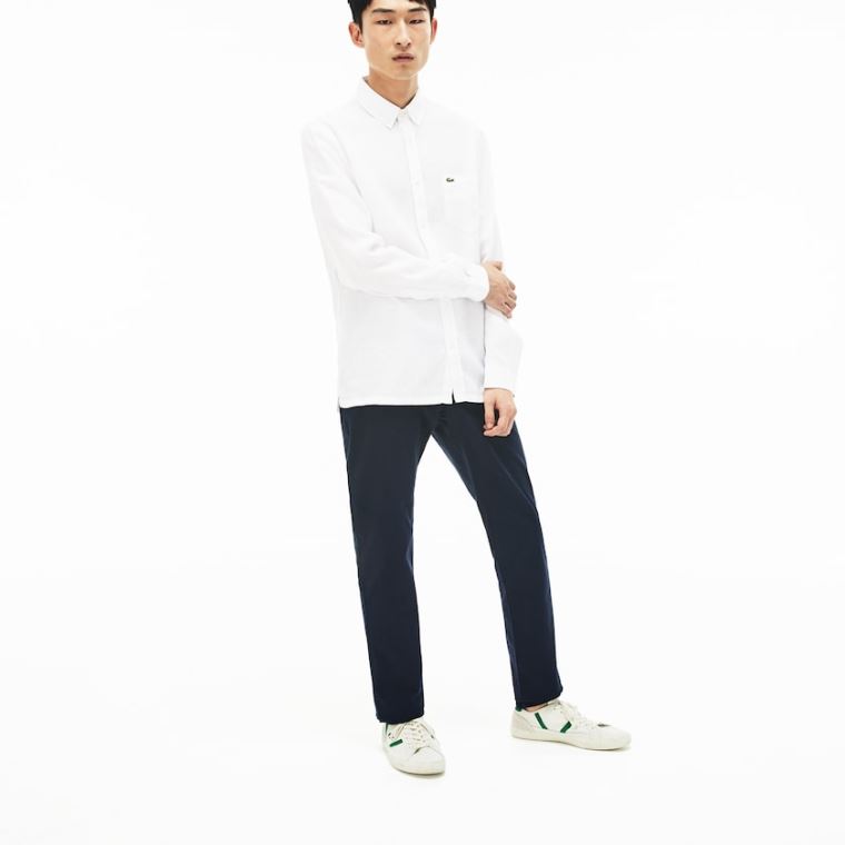 Lacoste Regular Fit Linen Shirt Branco | qv2x24iq