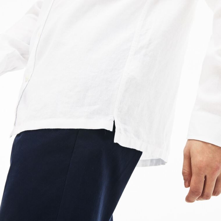 Lacoste Regular Fit Linen Shirt Branco | qv2x24iq