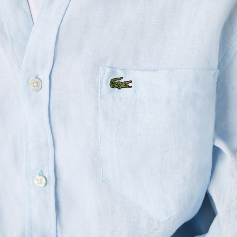 Lacoste Regular Fit Linen Shirt Luz Azuis | LT2NzAUp