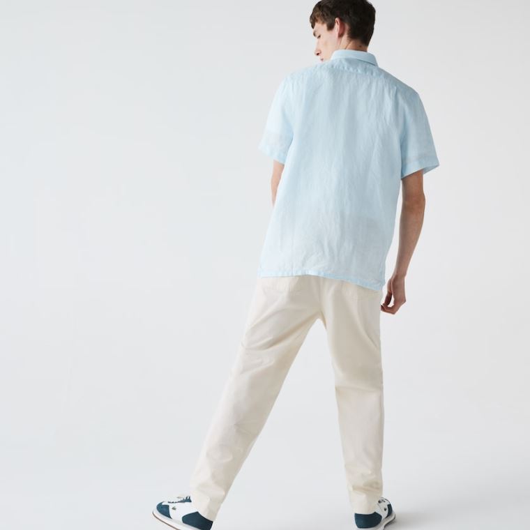 Lacoste Regular Fit Linen Shirt Luz Azuis | irC9zZdI