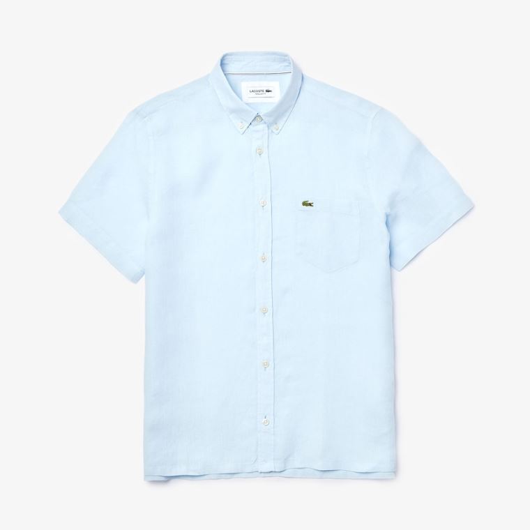 Lacoste Regular Fit Linen Shirt Luz Azuis | irC9zZdI