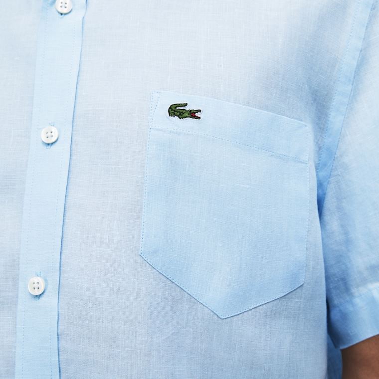 Lacoste Regular Fit Linen Shirt Luz Azuis | irC9zZdI