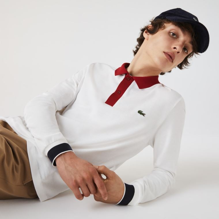 Lacoste Regular Fit Made in France Polo Shirt Branco Vermelhas Escuro Azul Marinho Azuis | a1t9OKxc