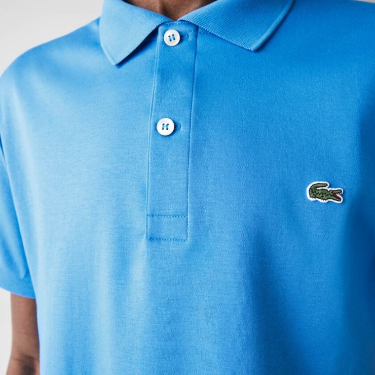 Lacoste Regular Fit Soft Algodão Polo Azuis | LuKSJYXT