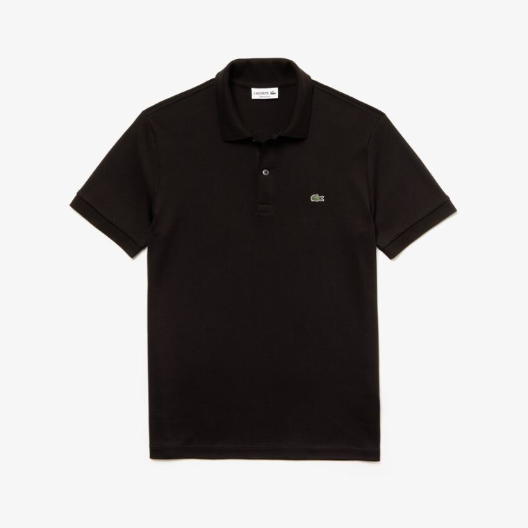 Lacoste Regular Fit Soft Algodão Polo Pretas | kYSOkv3d