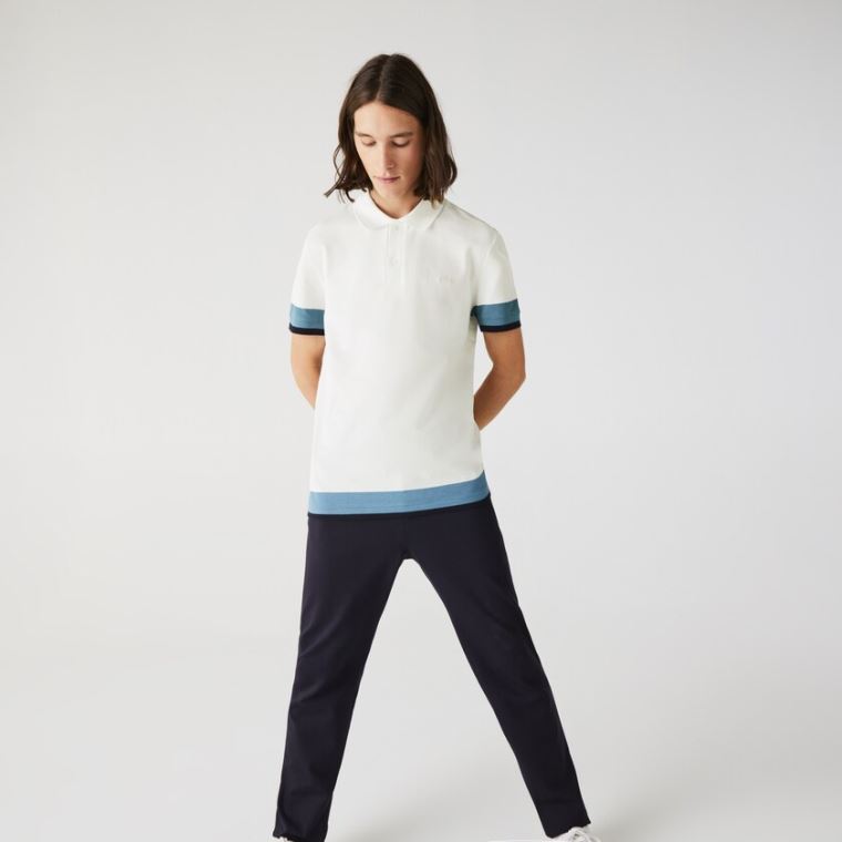 Lacoste Regular Fit Textured Algodão Piqué Polo Branco Azuis Azul Marinho Azuis | MhubRbbZ