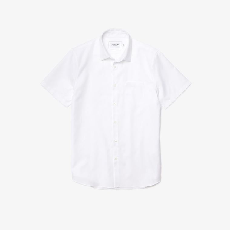 Lacoste Regular Fit Textured Algodão Poplin Shirt Branco | 1niySi9H