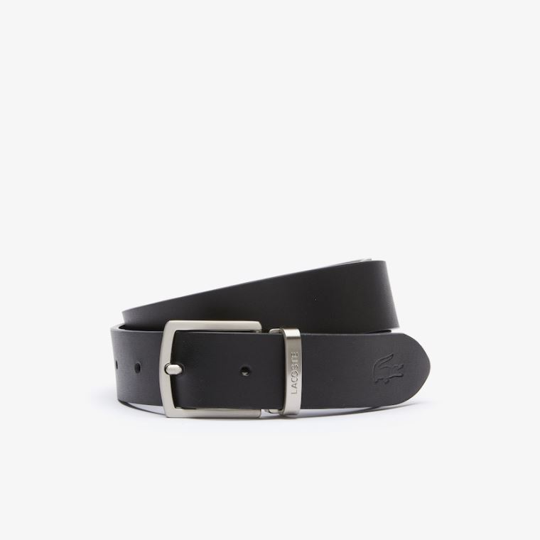 Lacoste Reversible Couro Belt And 2 Buckles Gift Set Pretas Prateadas | jJtoXQSK