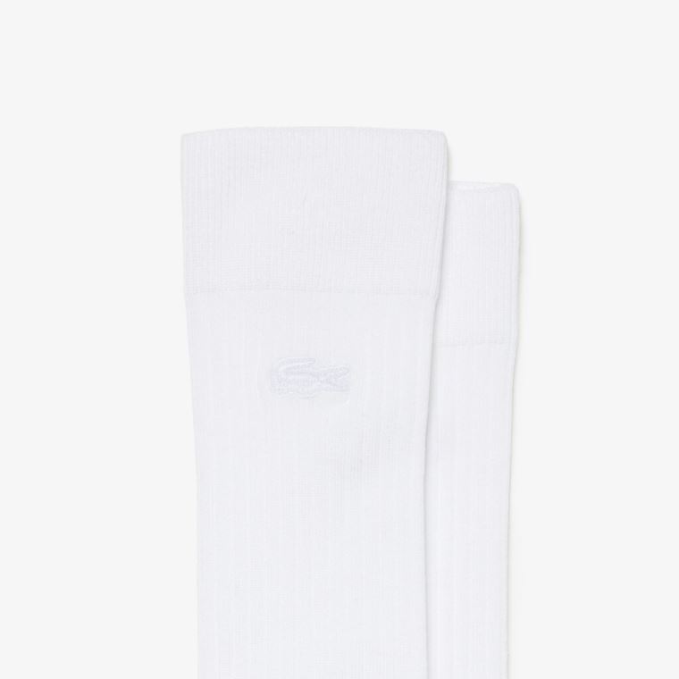 Lacoste Ribbed Algodão Blend Socks Branco | QQGNuU6H