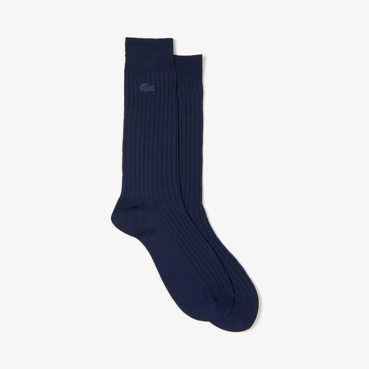 Lacoste Ribbed Socks Azul Marinho Azuis | GPbBRBh2