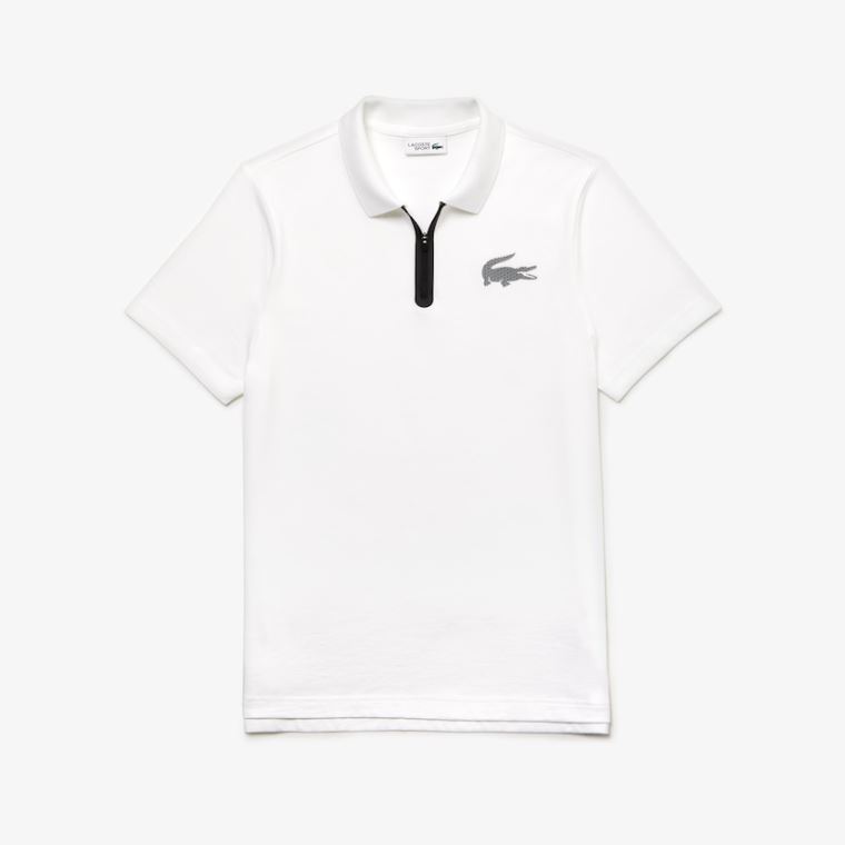 Lacoste SPORT Algodão Jersey Polo Branco Pretas | A9rZ8O5d