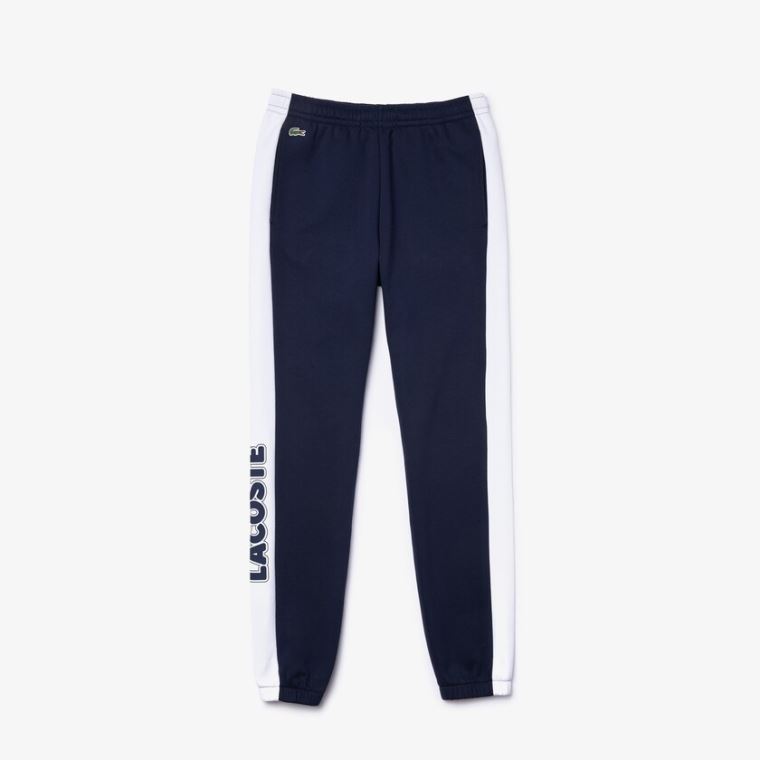 Lacoste SPORT Bicolour Fleece Jogging Pants Azul Marinho Azuis Branco | wwMFA3n6