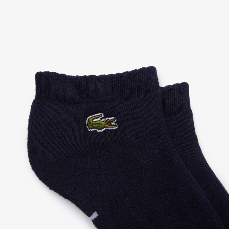 Lacoste SPORT Branded Low-Cut Algodão Socks Azul Marinho Azuis Branco | QcpDP9o5