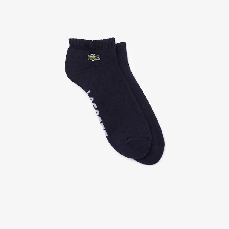 Lacoste SPORT Branded Low-Cut Algodão Socks Azul Marinho Azuis Branco | QcpDP9o5