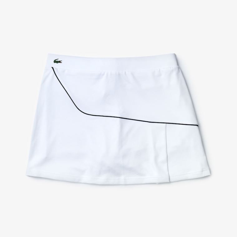 Lacoste SPORT Built-in Shorty Respirável Stretch Golfe Skirt Branco Azul Marinho Azuis | MJ2a3h71