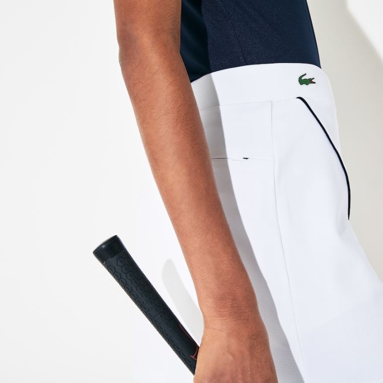 Lacoste SPORT Built-in Shorty Respirável Stretch Golfe Skirt Branco Azul Marinho Azuis | MJ2a3h71