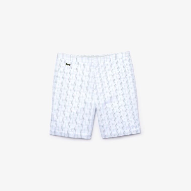 Lacoste SPORT Checked Stretch Golfe Bermudas Branco Azul Marinho Azuis Luz Cinzentas Turquesa | WIHvUDEL