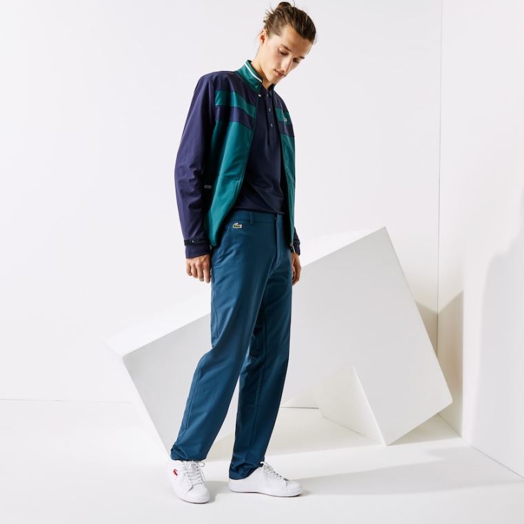 Lacoste SPORT Checkered Technical Golfe Pants Azul Marinho Azuis Verdes | 3nHXXcSg