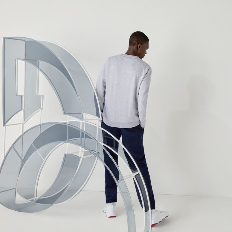 Lacoste SPORT Collab Youssef SY In Fleece Sweatshirt Cinzentas Branco | vUsSoBEw