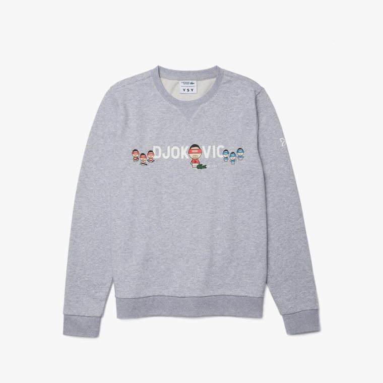 Lacoste SPORT Collab Youssef SY In Fleece Sweatshirt Cinzentas Branco | vUsSoBEw