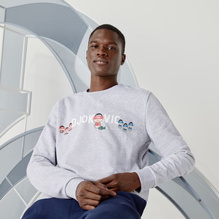 Lacoste SPORT Collab Youssef SY In Fleece Sweatshirt Cinzentas Branco | vUsSoBEw