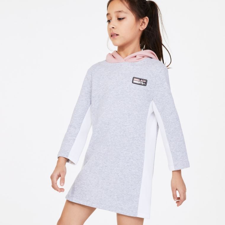 Lacoste SPORT Colorblock Fleece Sweatshirt Vestidos Cinzentas Rosa Branco | zg0ECECX