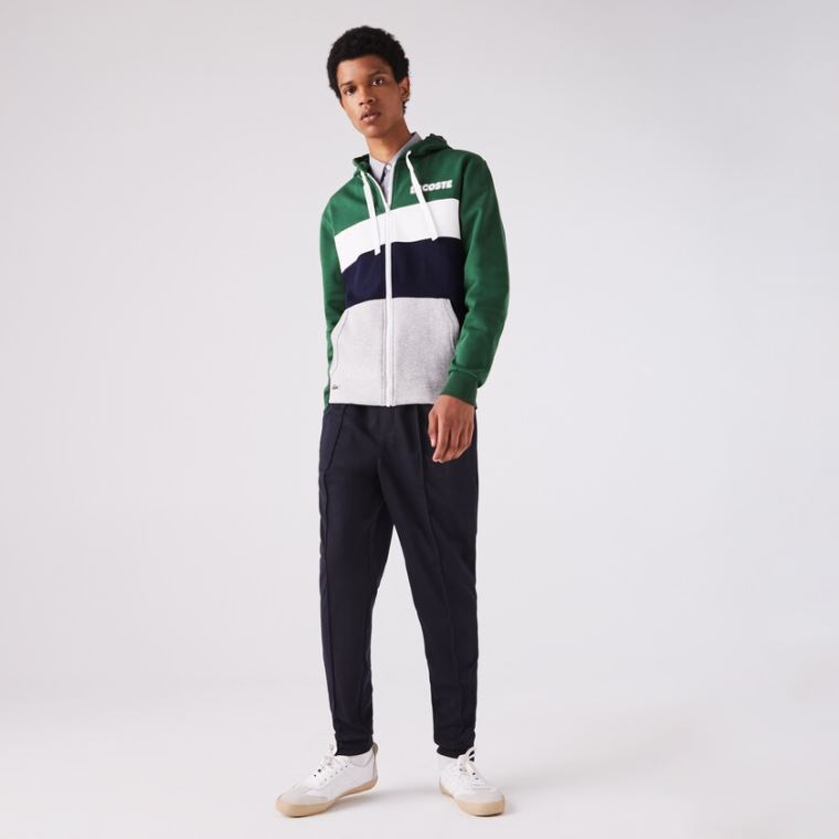 Lacoste SPORT Colourblock Fleece Zip Sweatshirt Verdes Azul Marinho Azuis Cinzentas Branco | snRdmuEv