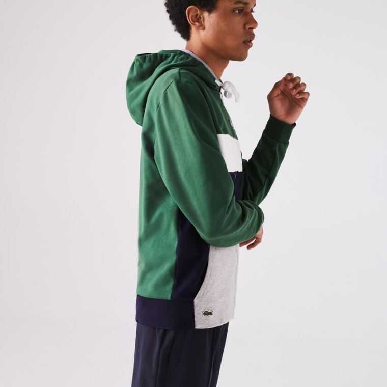 Lacoste SPORT Colourblock Fleece Zip Sweatshirt Verdes Azul Marinho Azuis Cinzentas Branco | snRdmuEv