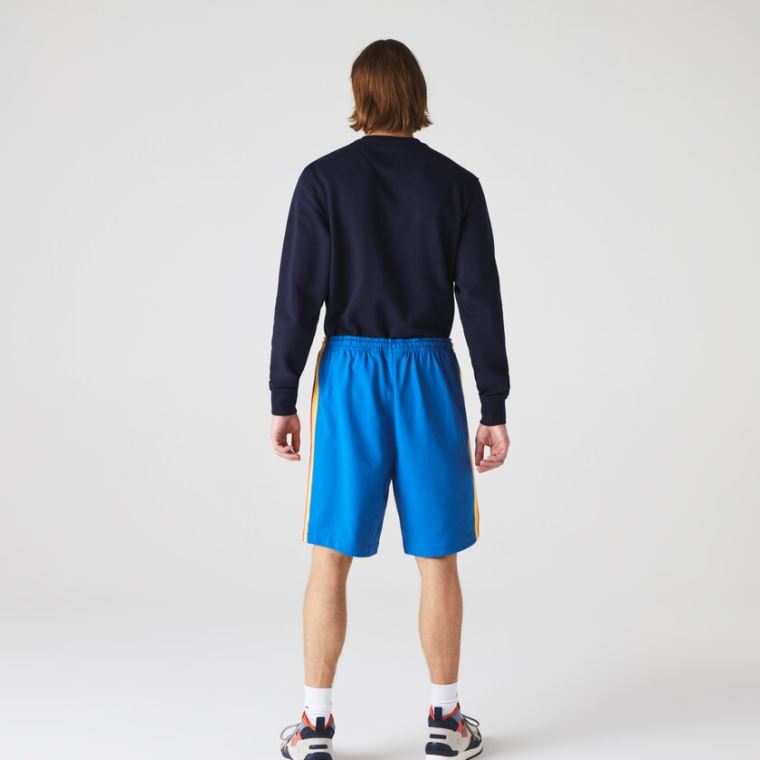 Lacoste SPORT Contrast Band Fleece Shorts Azuis Amarelas Vermelhas Azul Marinho Azuis Branco | Fy4uRdS1