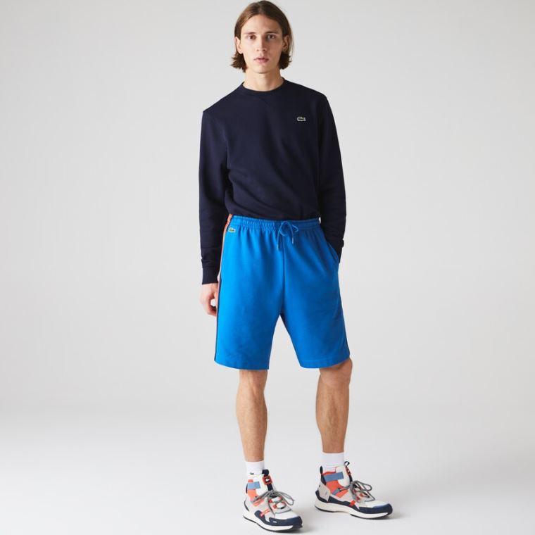 Lacoste SPORT Contrast Band Fleece Shorts Azuis Amarelas Vermelhas Azul Marinho Azuis Branco | Fy4uRdS1