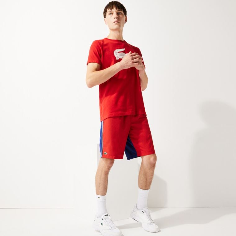 Lacoste SPORT Contrast Band Two-Tone Leves Shorts Vermelhas Azuis | I6SQlJoB