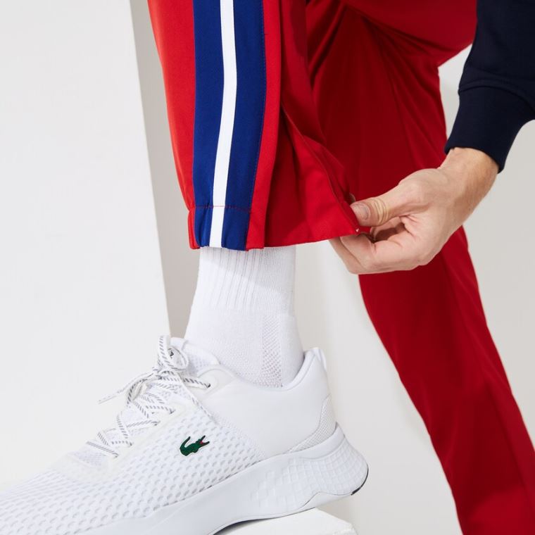 Lacoste SPORT Contrast Bands Leves Tracksuit Pants Vermelhas Azuis Branco | 7AARGcGd