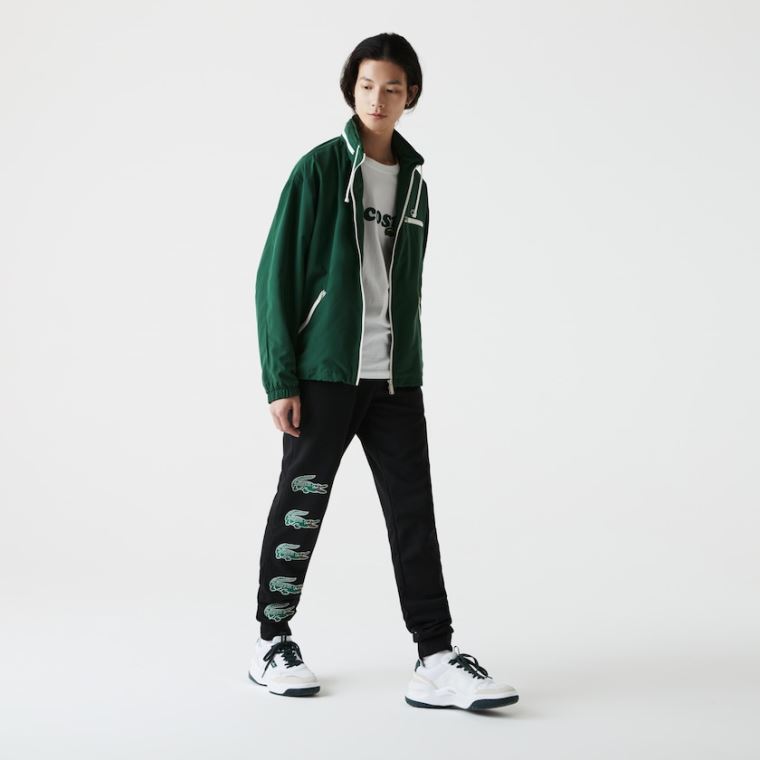 Lacoste SPORT Crocodile Print Fleece Jogging Pants Pretas | 7u2LDdTx