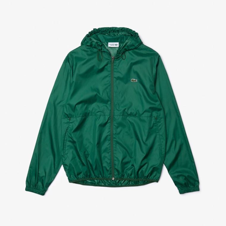 Lacoste SPORT Encapuzado Agua-Resistant Jacket Verdes | cIeBu084