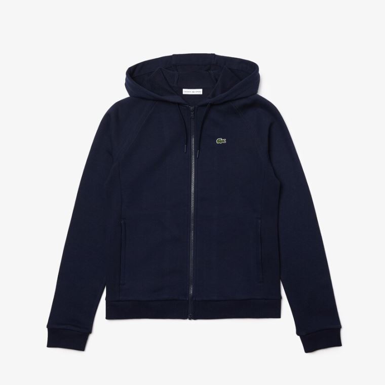 Lacoste SPORT Encapuzado Fleece Zip Tenis Sweatshirt Azul Marinho Azuis | lYgtd0F4