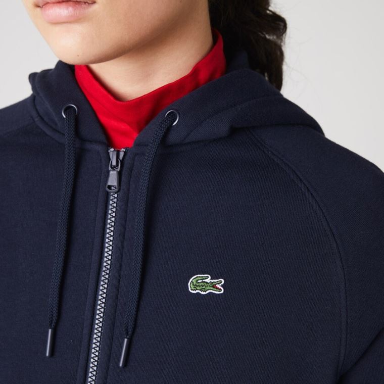 Lacoste SPORT Encapuzado Fleece Zip Tenis Sweatshirt Azul Marinho Azuis | lYgtd0F4