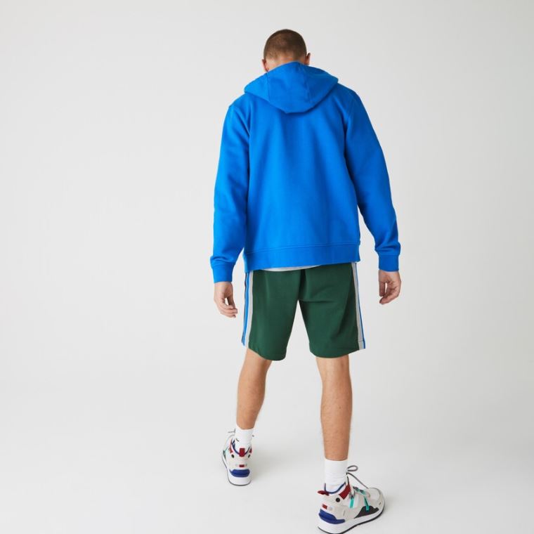 Lacoste SPORT Encapuzado Leves Bi-material Sweatshirt Azuis | 4XtzKCWp