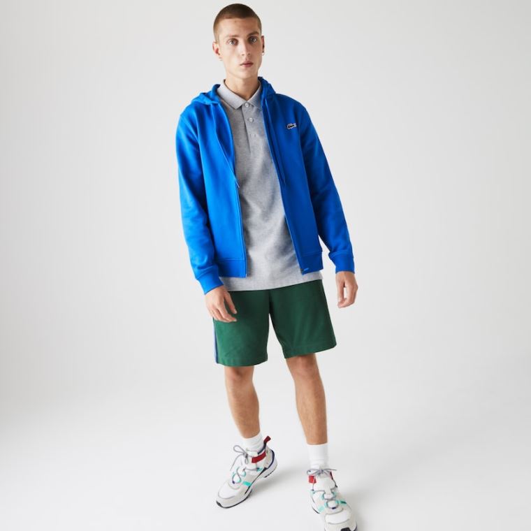 Lacoste SPORT Encapuzado Leves Bi-material Sweatshirt Azuis | 4XtzKCWp