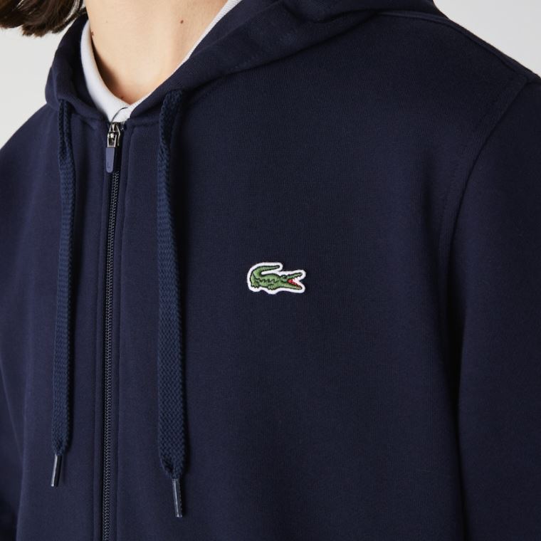 Lacoste SPORT Encapuzado Leves Bi-material Sweatshirt Azul Marinho Azuis | 7jPBUSvH