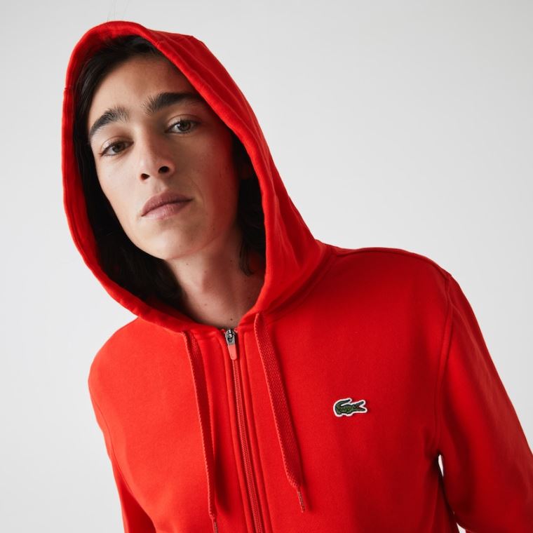 Lacoste SPORT Encapuzado Leves Bi-material Sweatshirt Vermelhas | D9jTECAD