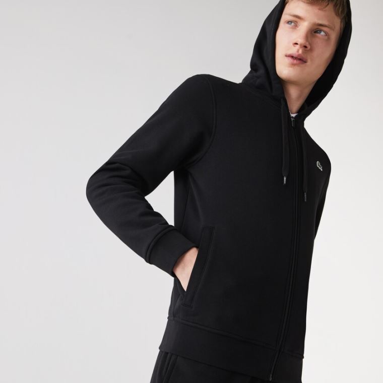 Lacoste SPORT Encapuzado Leves Bi-material Sweatshirt Pretas | qKjQXrAs