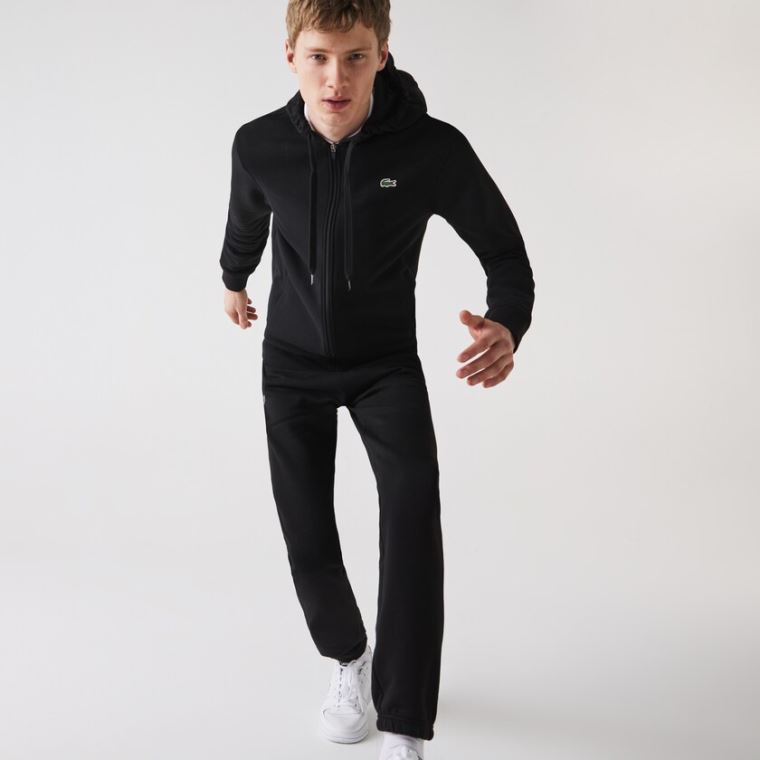 Lacoste SPORT Encapuzado Leves Bi-material Sweatshirt Pretas | qKjQXrAs