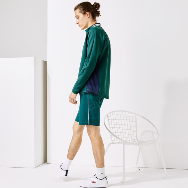 Lacoste SPORT Ergonomic Stretch Zip Golfe Sweatshirt Verdes Azul Marinho Azuis Branco | gLpqUaCH