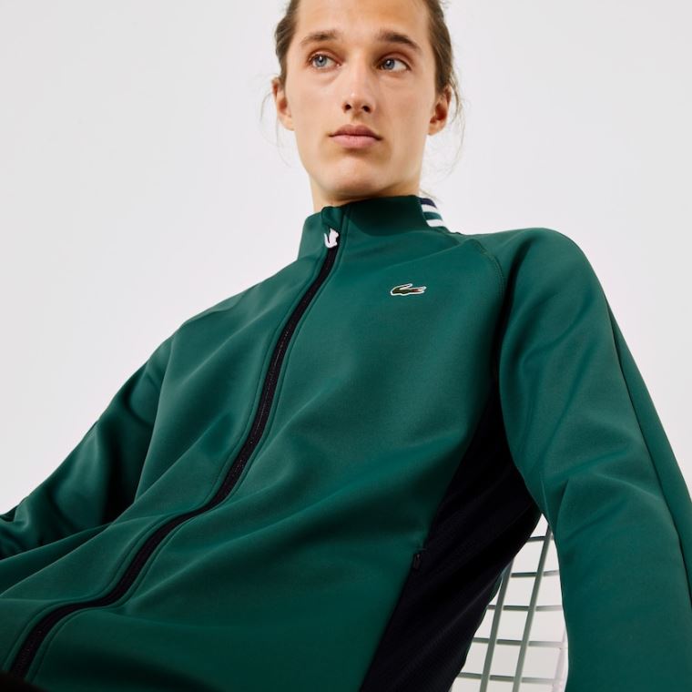 Lacoste SPORT Ergonomic Stretch Zip Golfe Sweatshirt Verdes Azul Marinho Azuis Branco | gLpqUaCH