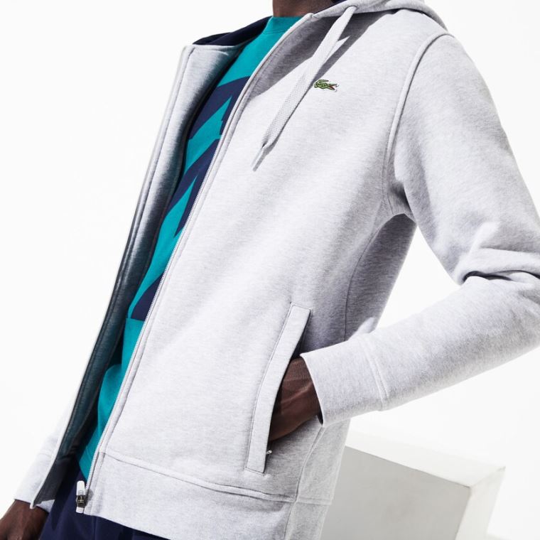 Lacoste SPORT Full-Zip Fleece Hoodie Cinzentas Azul Marinho Azuis | BkHr2dQI