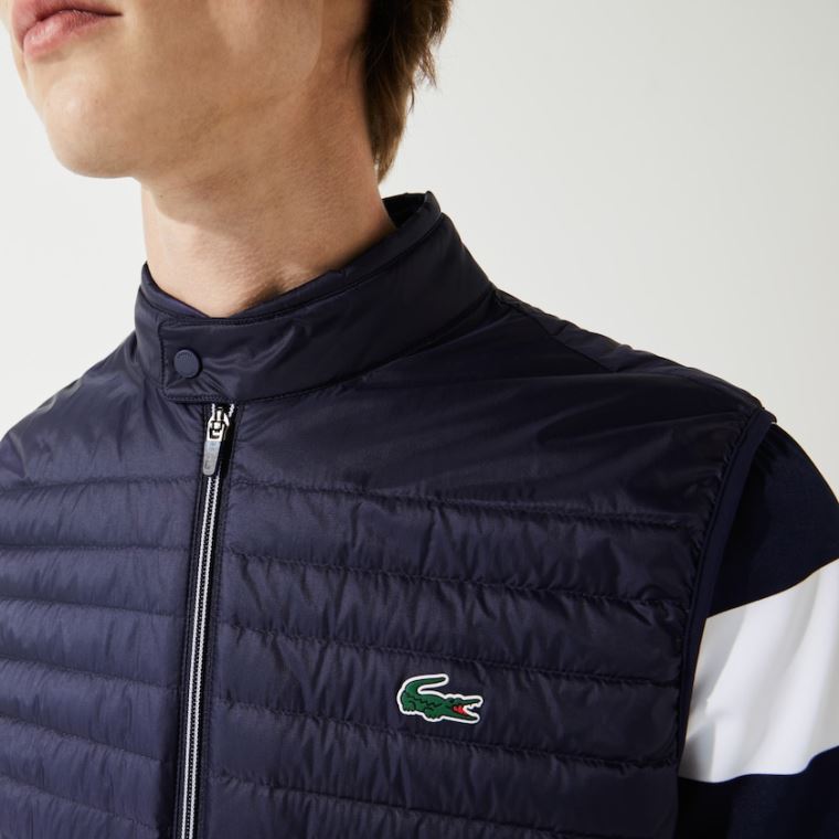 Lacoste SPORT Leves Agua-Resistant Quilted Golfe Vest Azul Marinho Azuis | QjkBN03A